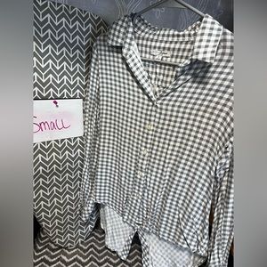 Grey and white button down front and back sides